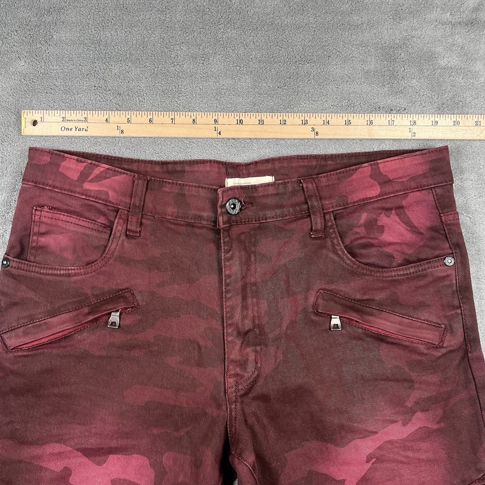 Smoke Rise Jeans Men 40x32 Red Burgundy Camo Straight Leg Slim Denim Moto Grunge - Picture 8 of 11
